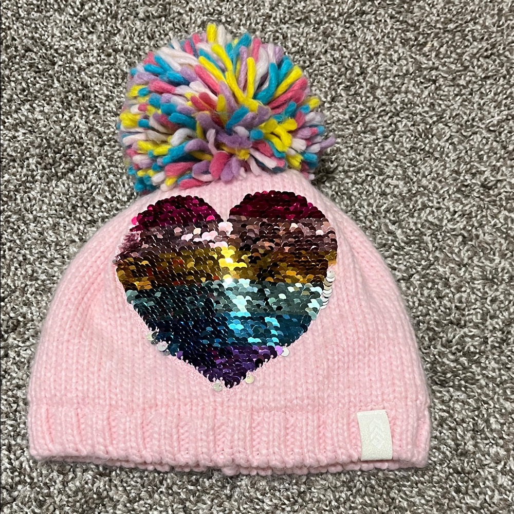 Colorful Pom-Pom Heart Beanie for Kids